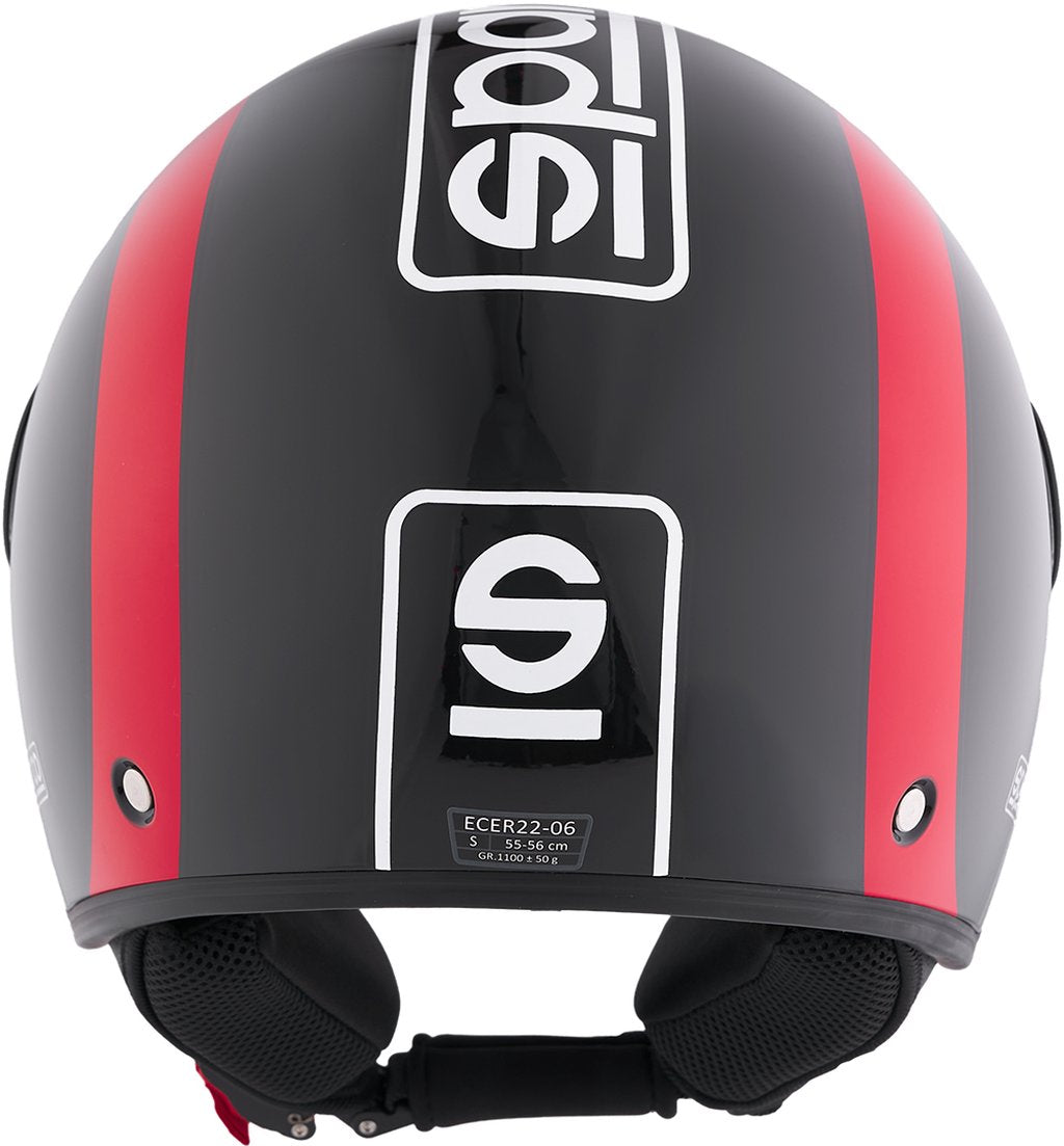 SPARCO Casco Demi-Jet per moto rosso e nero con calotta in ABS Taglia L