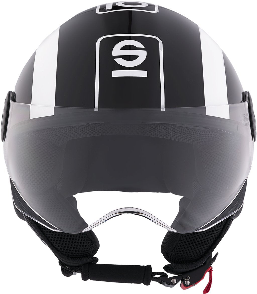 SPARCO Casco Demi-Jet per moto nero e bianco con calotta in ABS Taglia L