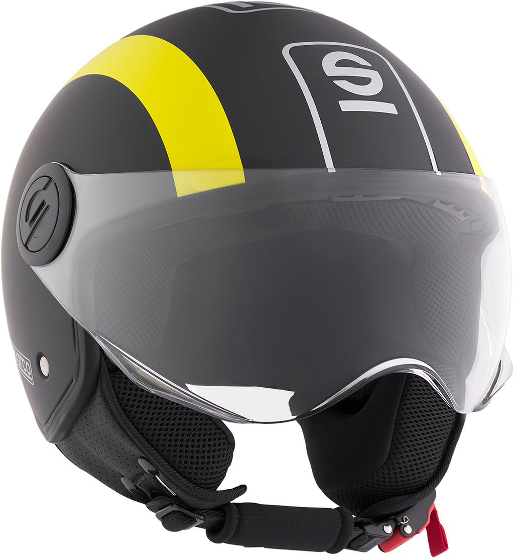 SPARCO Casco Demi-Jet per moto nero e giallo con calotta in ABS Taglia XS