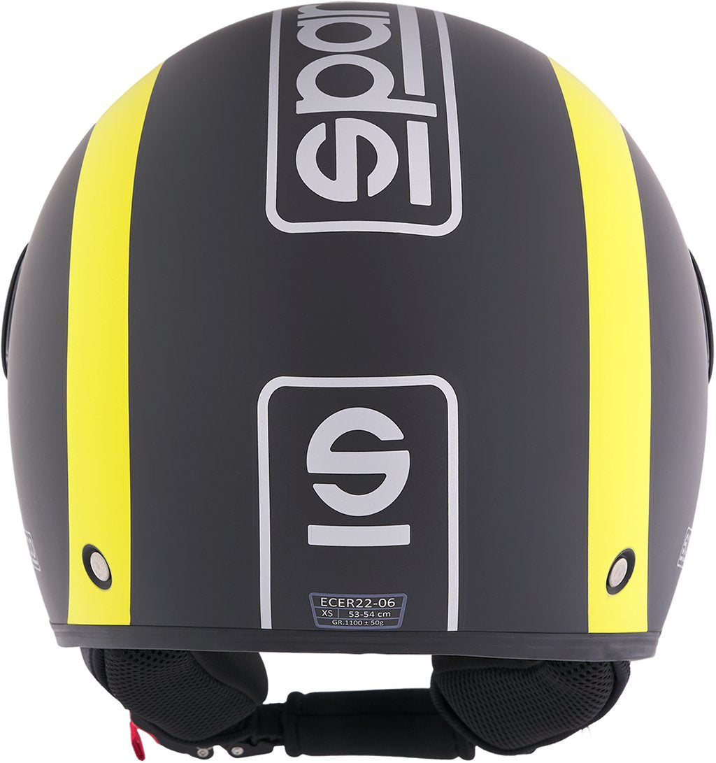 SPARCO Casco Demi-Jet per moto nero e giallo con calotta in ABS Taglia XS