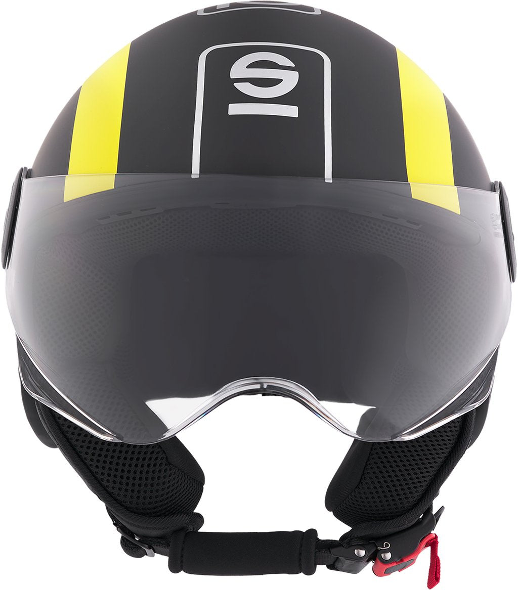 SPARCO Casco Demi-Jet per moto nero e giallo con calotta in ABS Taglia S