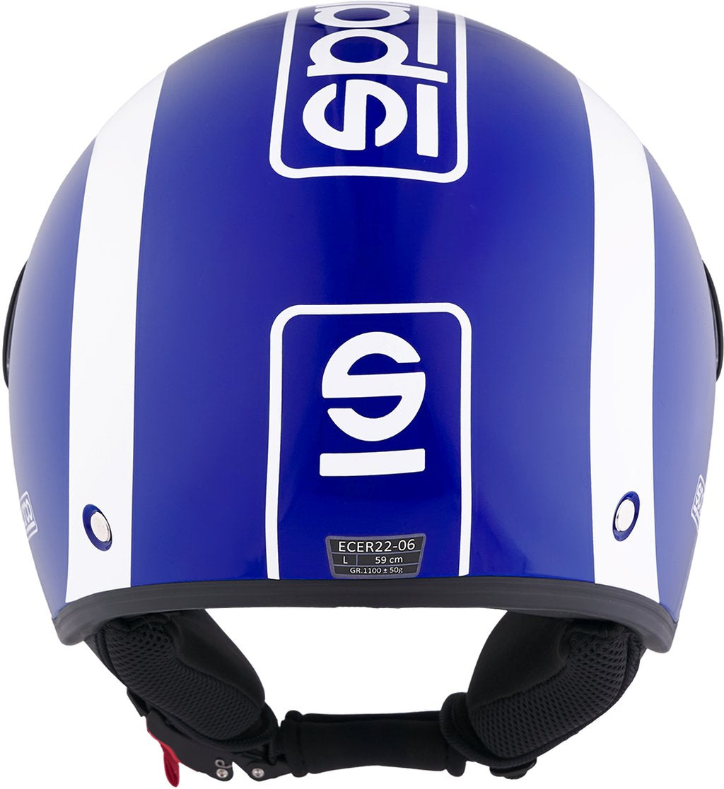 SPARCO Casco Demi-Jet per moto blu e bianco con calotta in ABS Taglia S