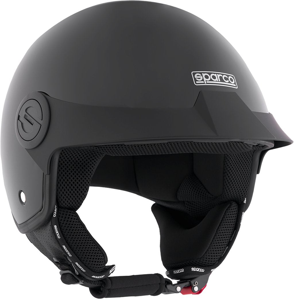 SPARCO Casco Demi-Jet con Peak per moto nero metallizzato calotta in ABS