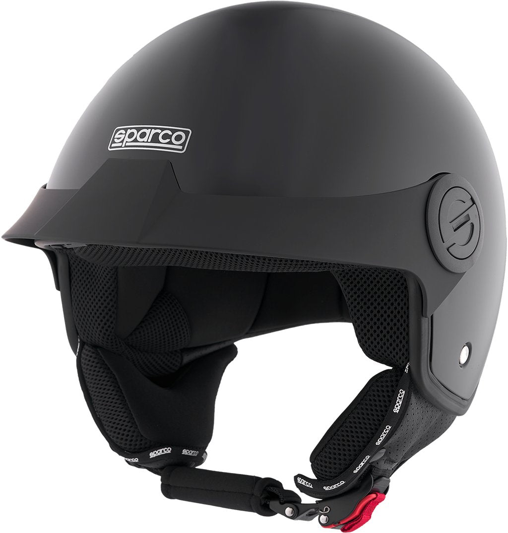 SPARCO Casco Demi-Jet con Peak per moto nero metallizzato calotta in ABS