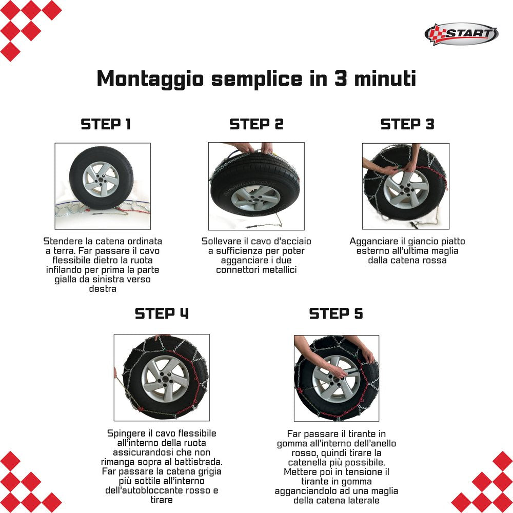 Set di 2 pezzi catene da neve - 7 millimetri gruppo 80