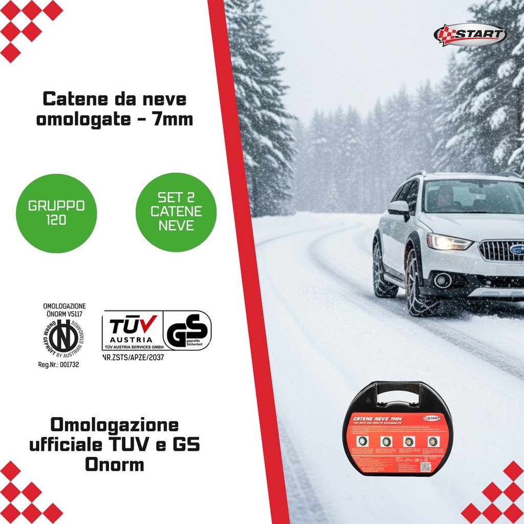 START Set 2 Catene Neve Omologate Gruppo 120 Spessore 7 Millimetri Video