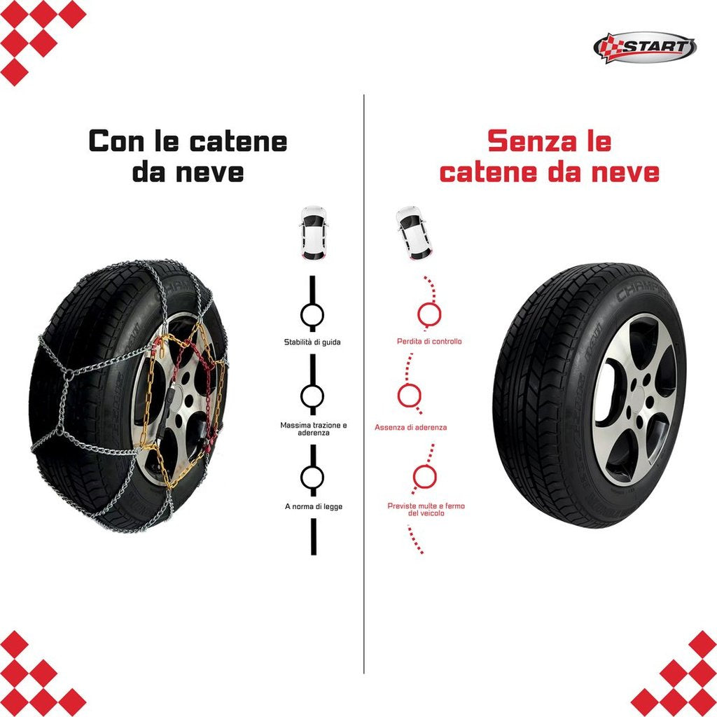 START Set 2 Catene Neve Omologate Gruppo 120 Spessore 7 Millimetri Video