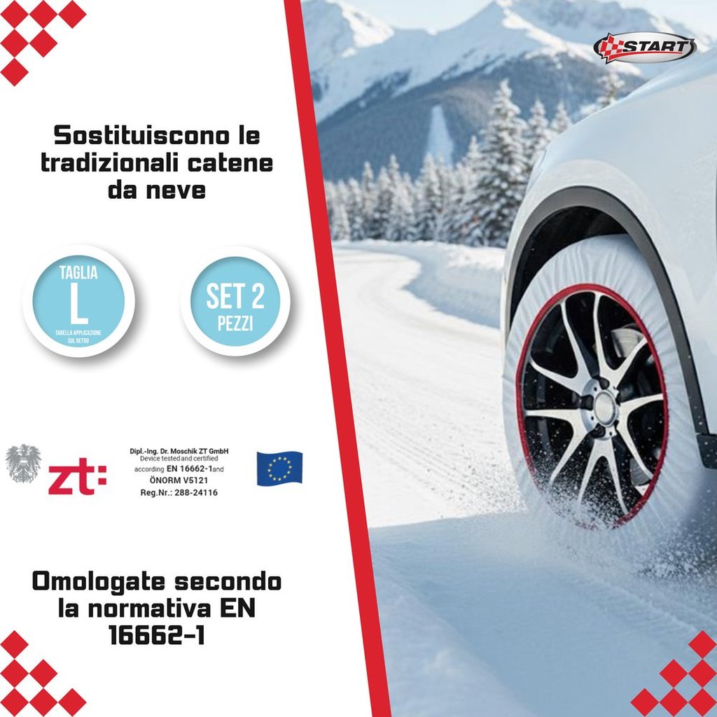 START Set 2 Calze da Neve Bianche  Taglia L  Omologate EN 16662-1