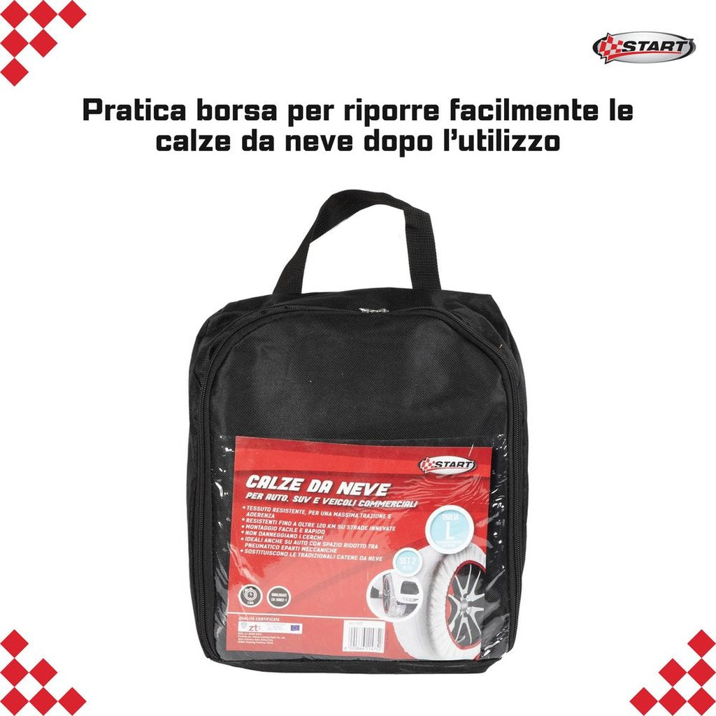 START Set 2 Calze da Neve Bianche  Taglia L  Omologate EN 16662-1