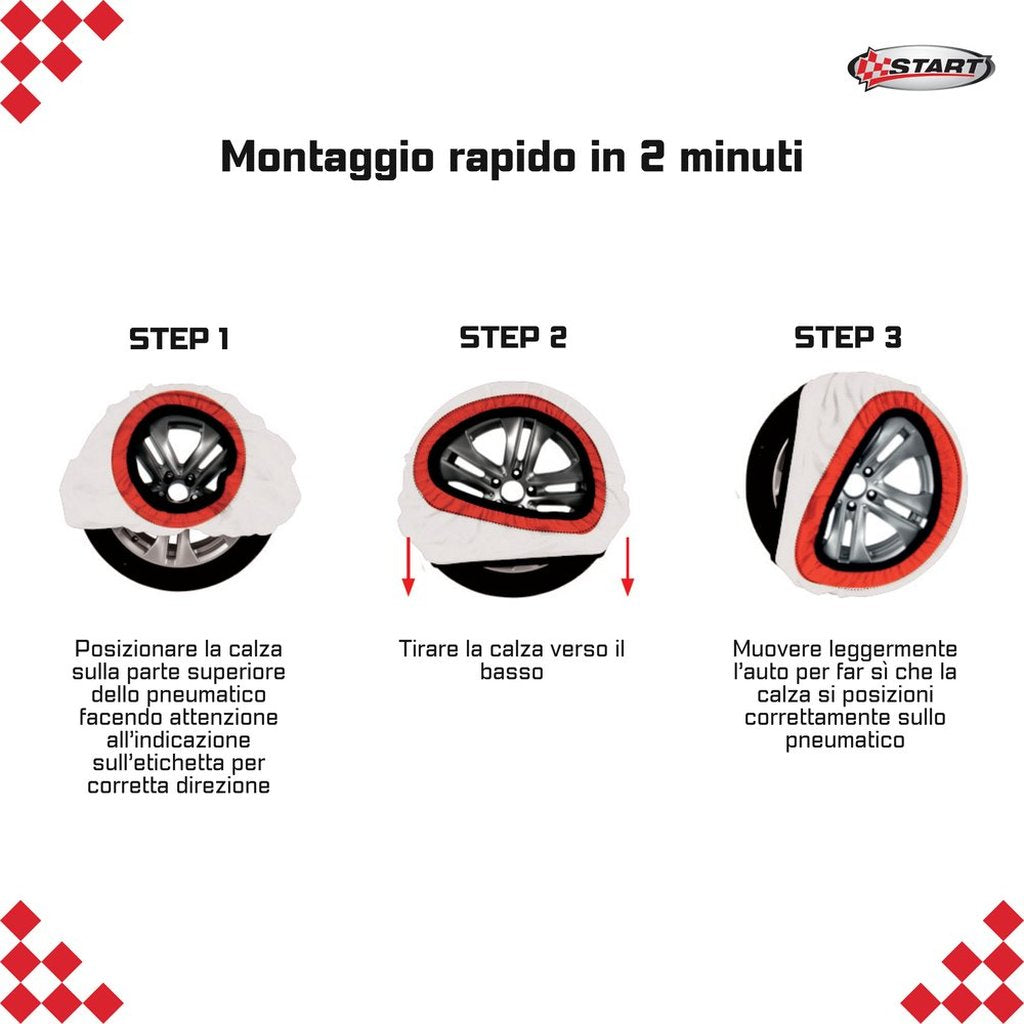 START Set 2 Calze da Neve Bianche  Taglia XL  Omologate EN 16662-1
