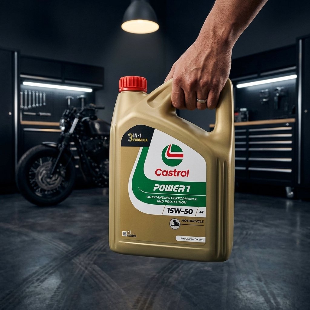 Castrol Power 15W-50 API SN JASO MA 4L Sintetico Olio Motore Lubrificante Moto