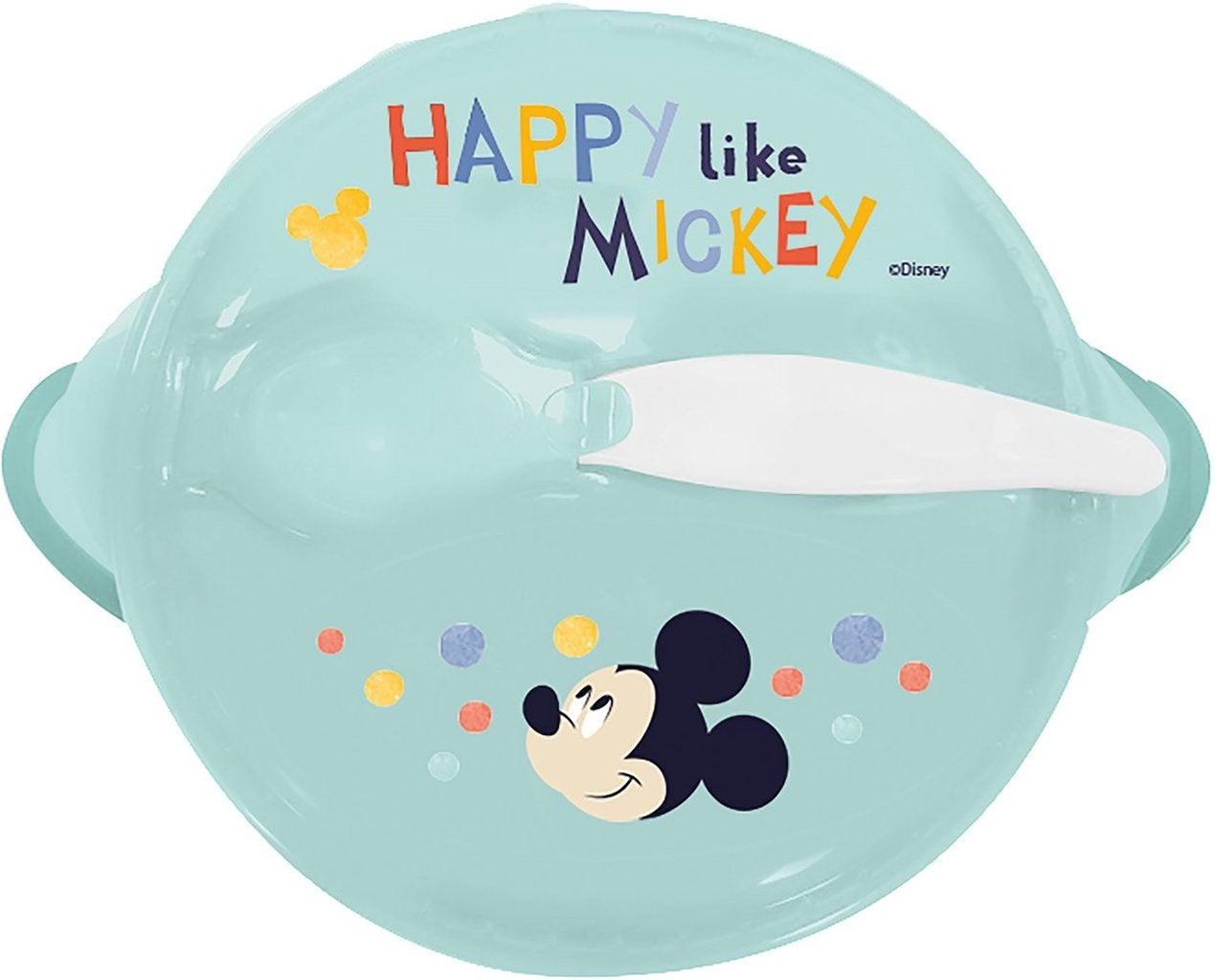 STOR Disney Ciotola Antiscivolo con Coperchio e Cucchiaio Mickey Mouse