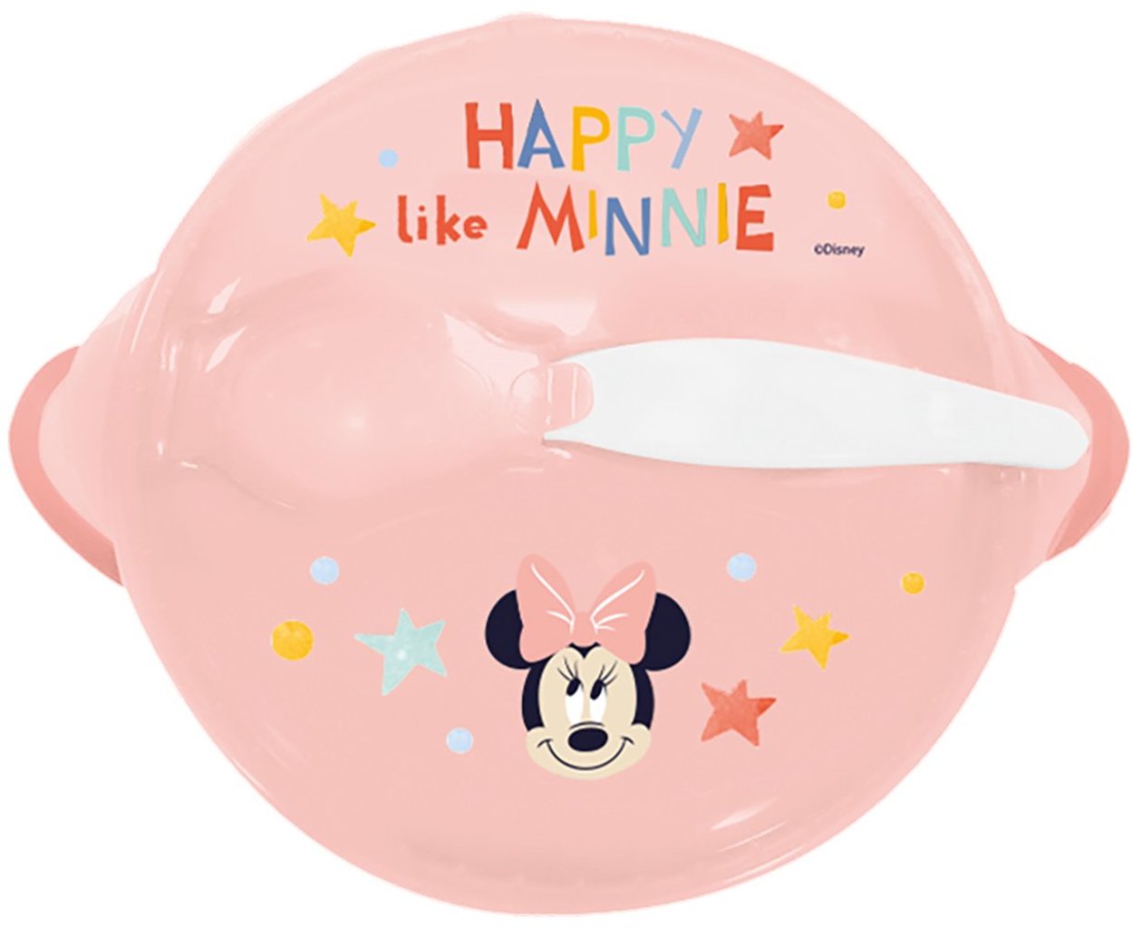 STOR Ciotola antiscivolo con coperchio e cucchiaio Minnie per bambini