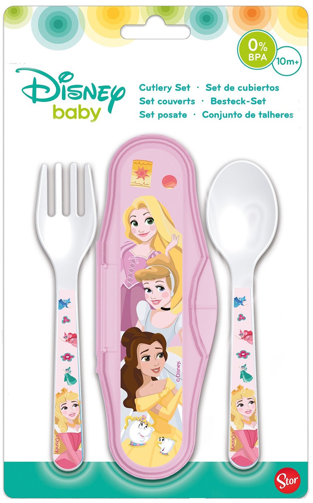 STOR Set 2 Posate con Box Disney Princess per bambini piccoli, in plastica