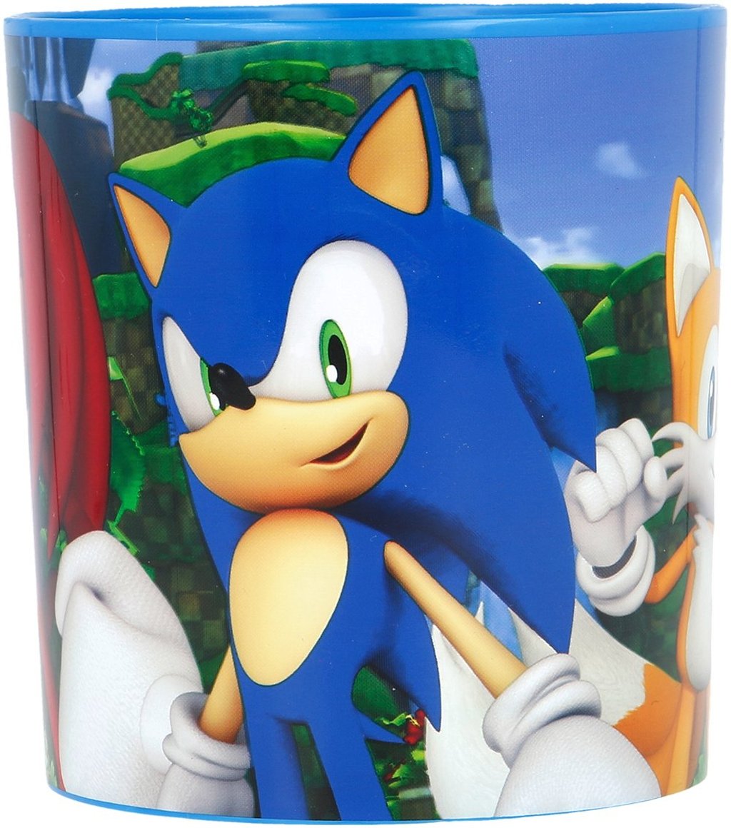 STOR Tazza in plastica Bambini Sega Sonic da 350 ml, senza BPA, con maniglia