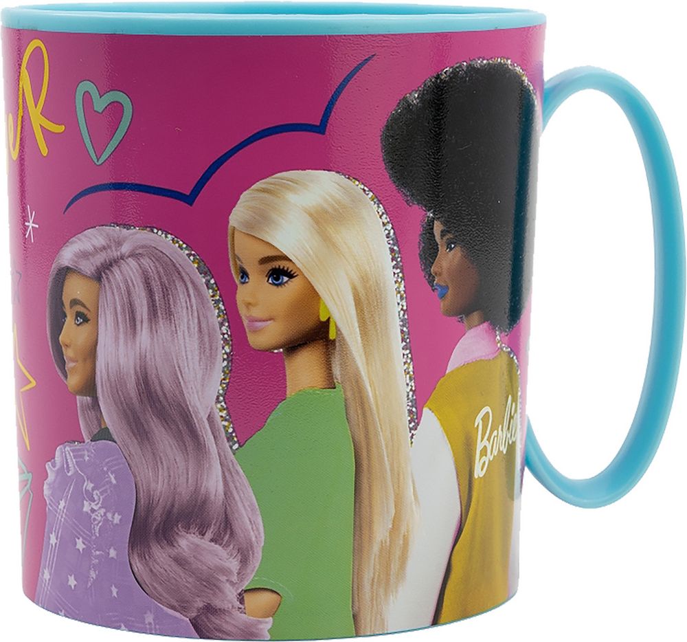 Tazza rosa per bambini in plastica Barbie da 350 ml adatta al microonde