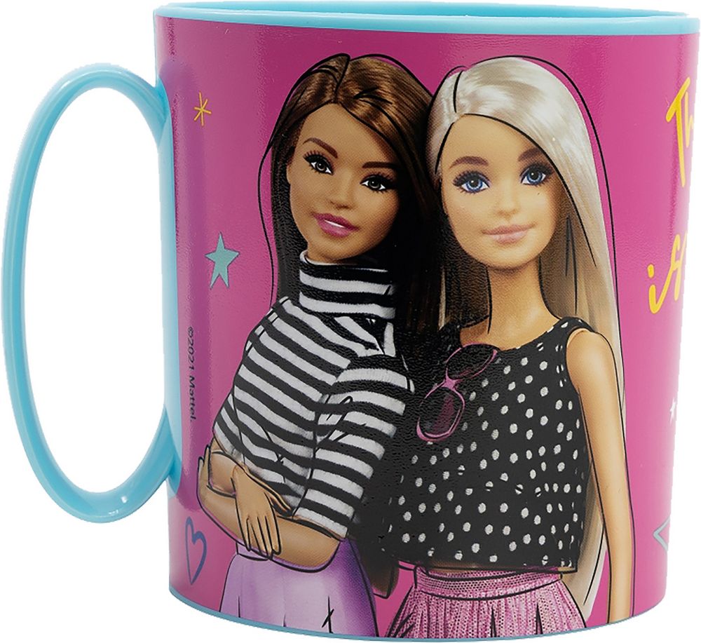 Tazza rosa per bambini in plastica Barbie da 350 ml adatta al microonde
