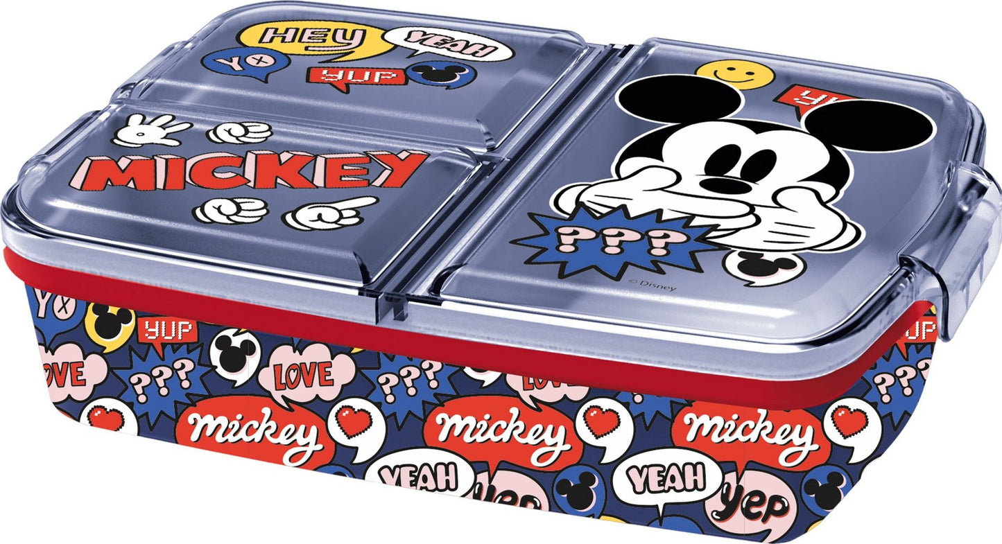 STOR Sandwich Box Mickey Mouse Con 3 Scomparti Disney Originale Resistente
