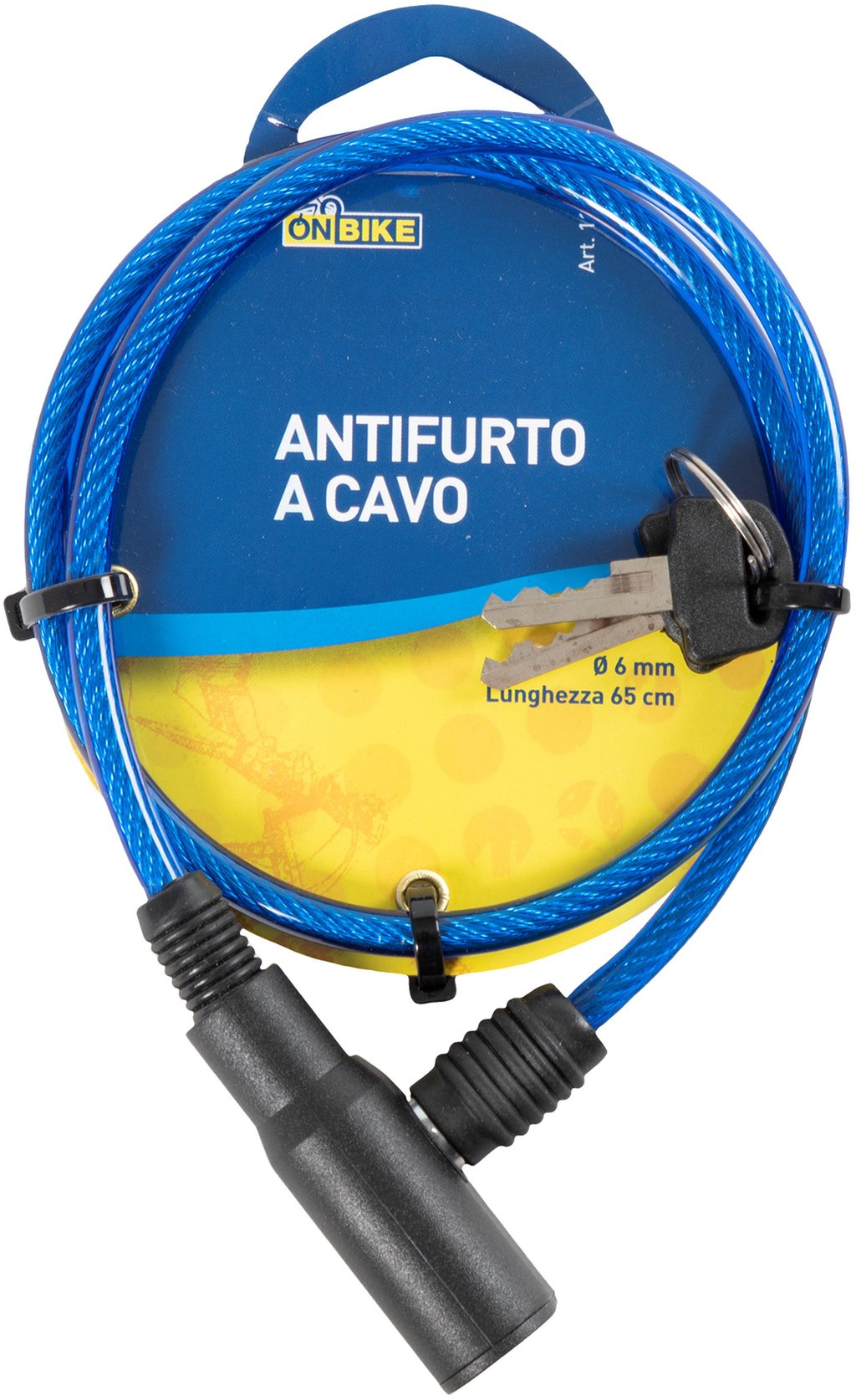 ON BIKE Antifurto Bici a Cavo 6 x 650 mm Sicurezza Compatta