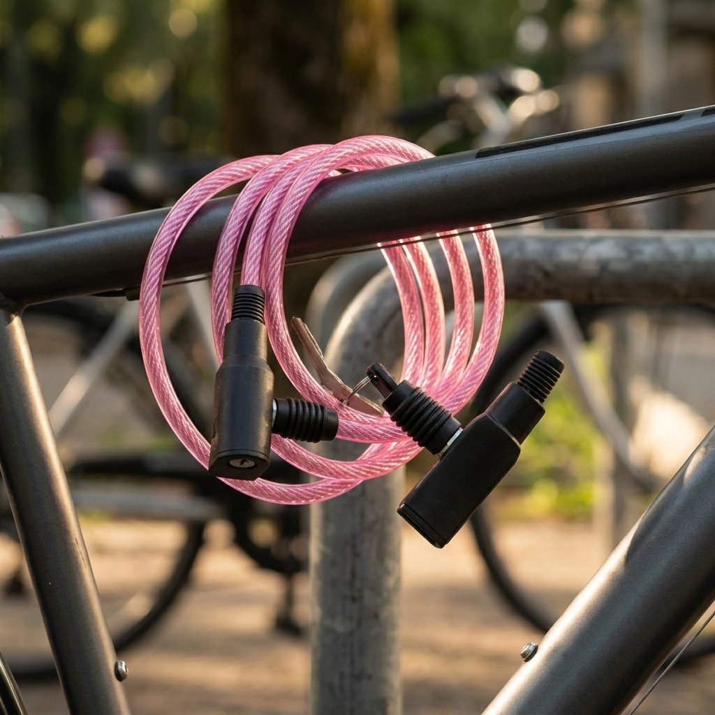 ON BIKE Antifurto A Cavo In Acciaio Rosa 6x650 mm  Lucchetto Bici Con Chiavi