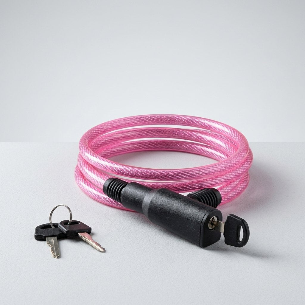 ON BIKE Antifurto A Cavo In Acciaio Rosa 6x650 mm  Lucchetto Bici Con Chiavi