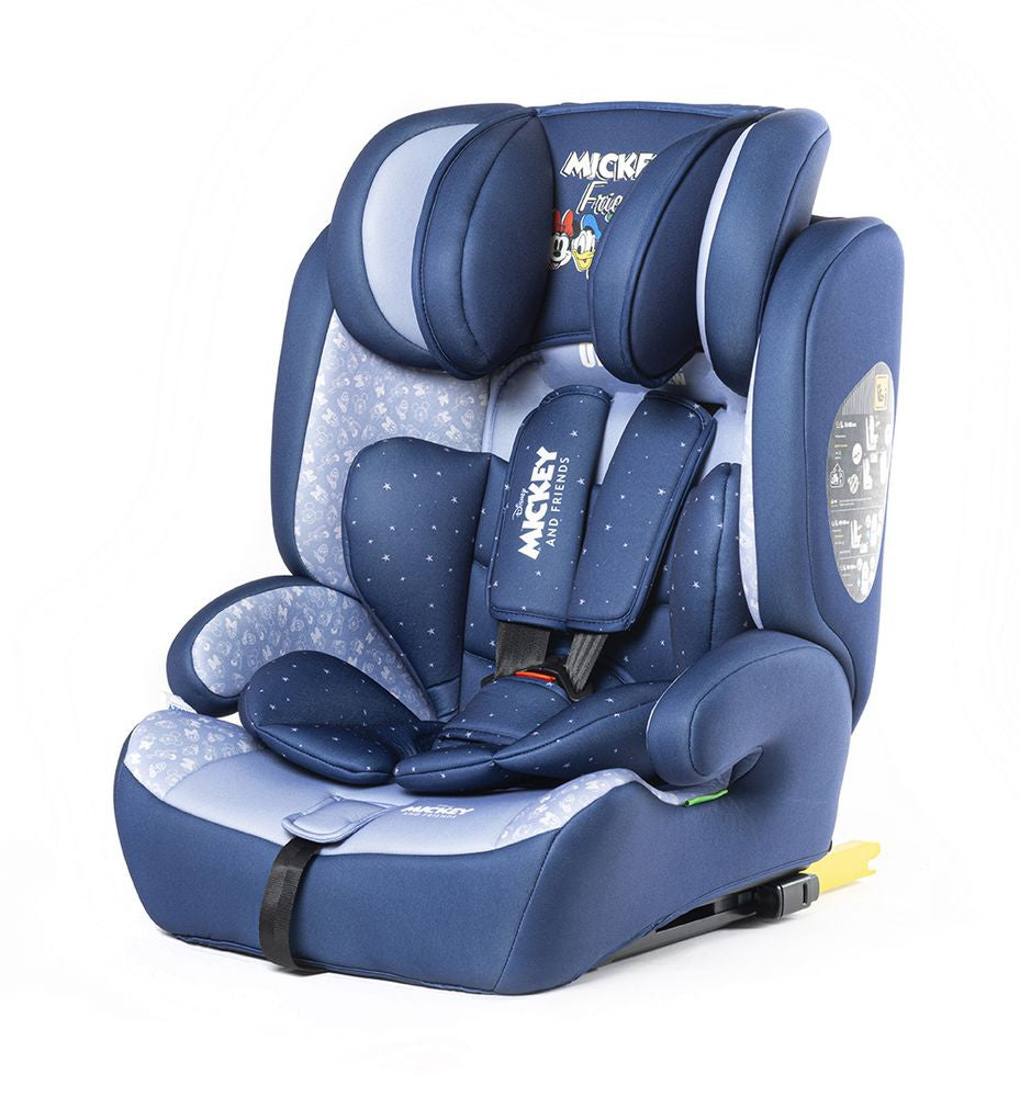 Disney Seggiolino Auto Mickey Mouse con attacco ISOFIX per la sicurezza dei bambini con altezza da 76 a 150 cm