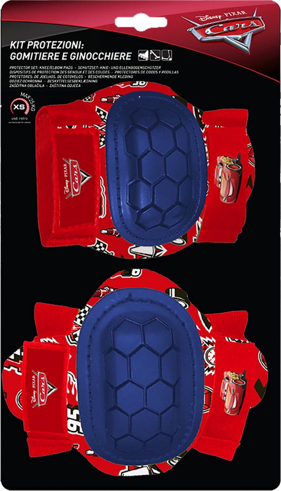 Kit con gomitiere e ginocchiere Disney Cars da bambino. Taglia XS (3-6 anni)