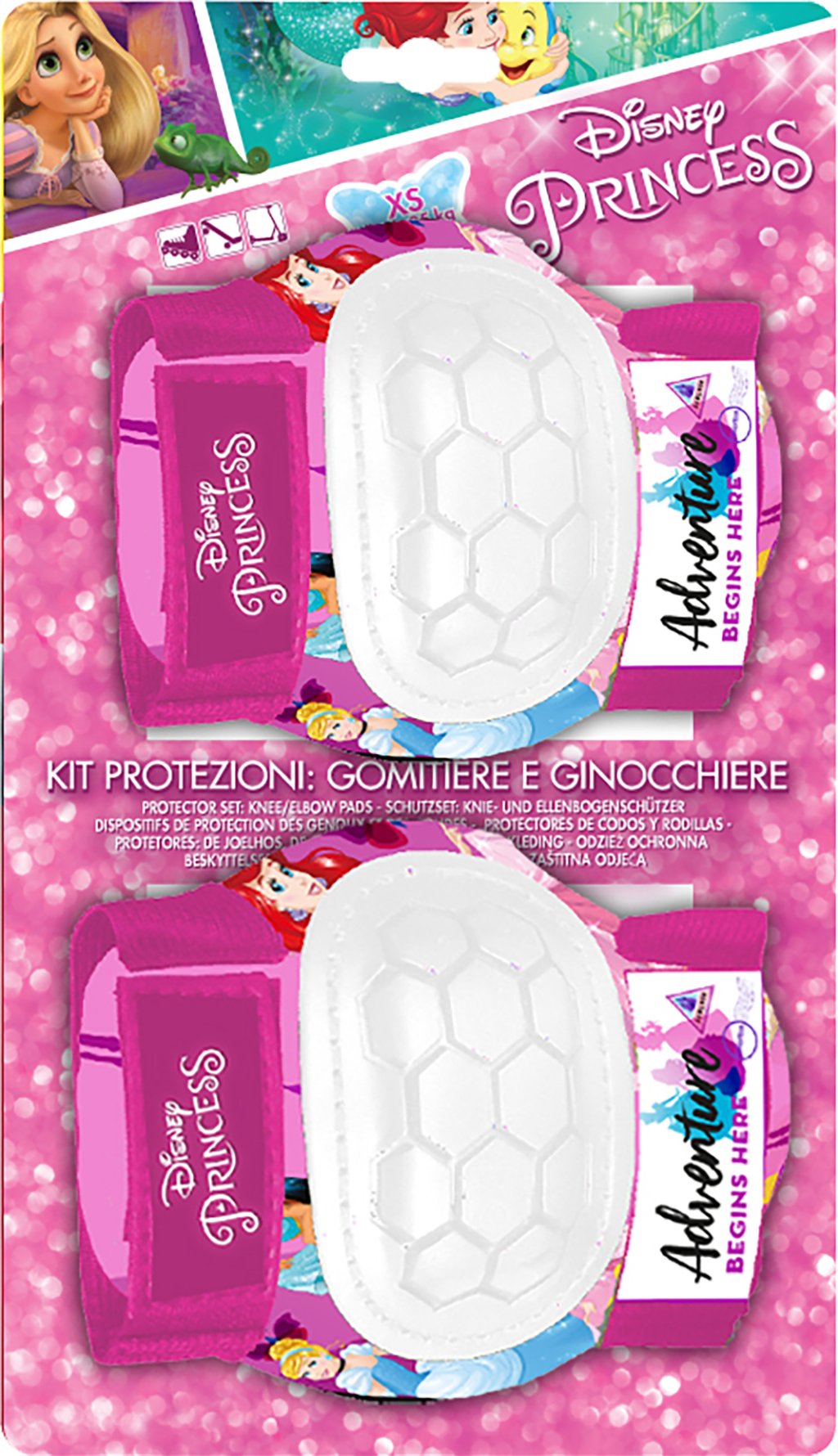 TATAWAY Kit con gomitiere e ginocchiere Disney Principesse da bambina per sport