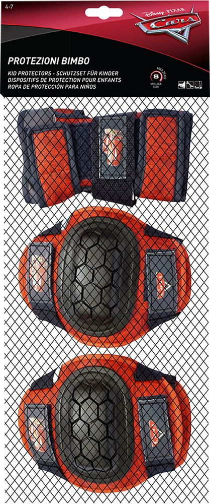 Kit con gomitiere, ginocchiere e polsiere Disney Cars da bambino. Taglia XS (3-6 anni)