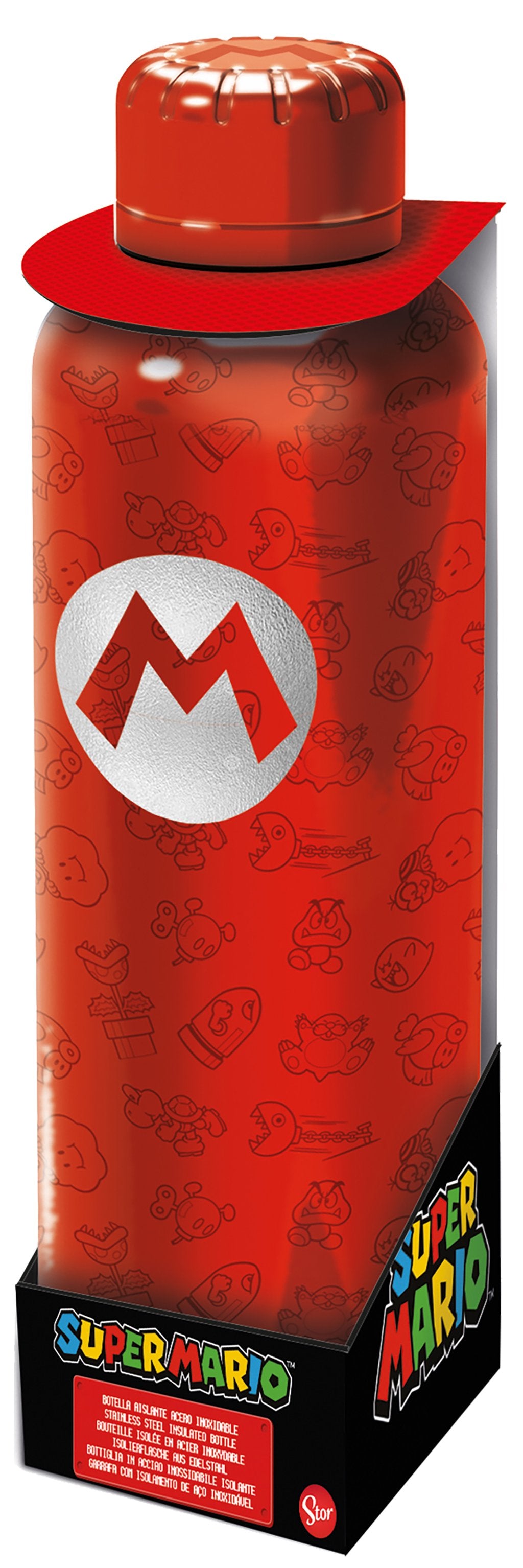 STOR Borraccia Super Mario 515 ml in acciaio inossidabile, con tappo svitabile