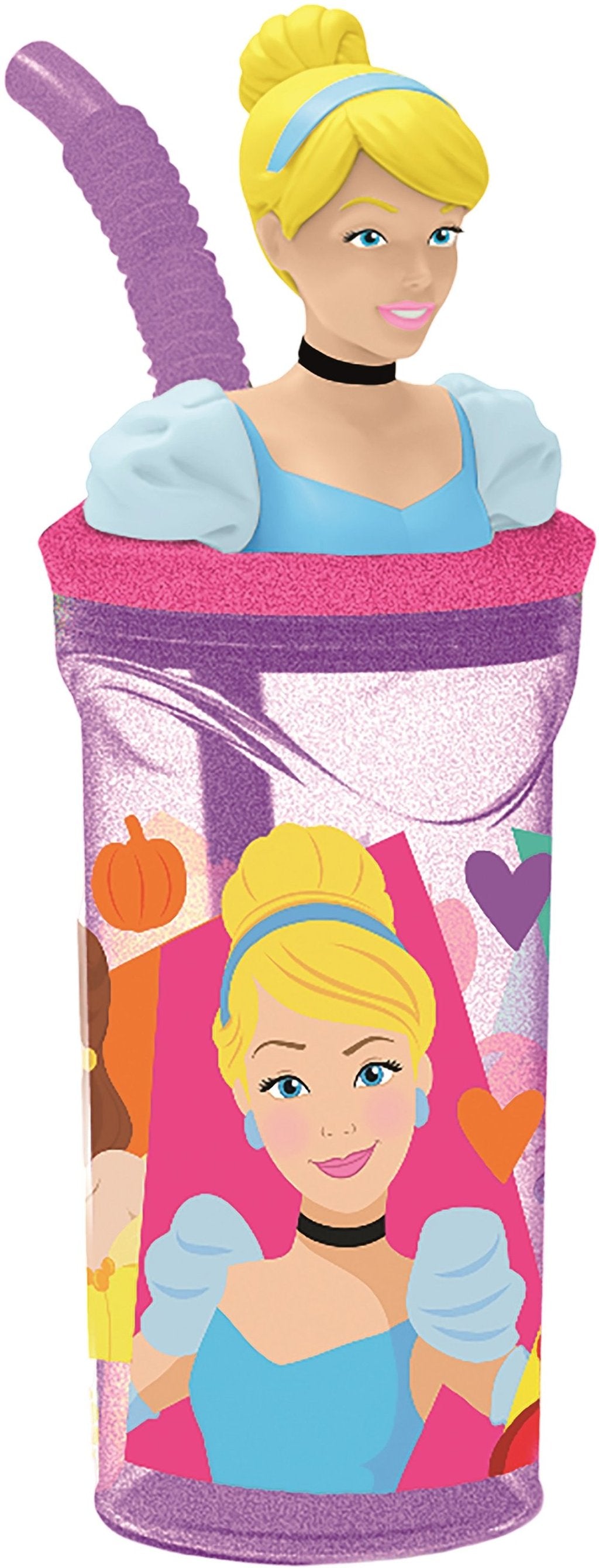 STOR Bicchiere in plastica bambine Disney Princess da 360 ml con cannuccia