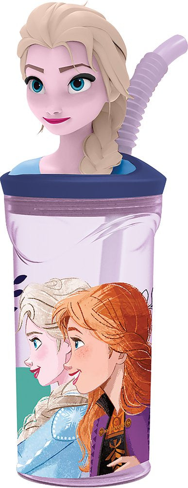 Bicchiere Originale Disney Frozen 3D da 360 ml con cannuccia integrata