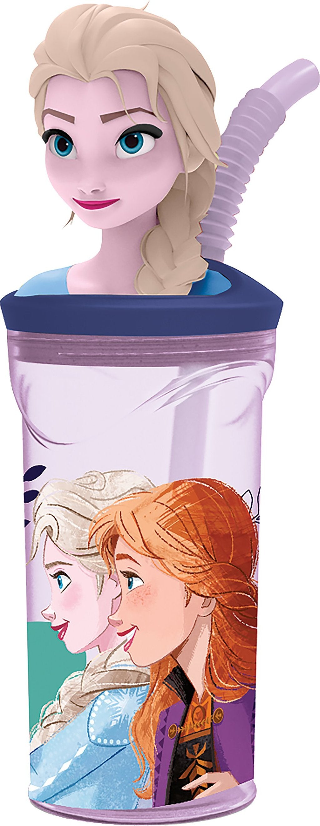 STOR Bicchiere Originale Disney Frozen 3D per bambini da 360 ml con cannuccia
