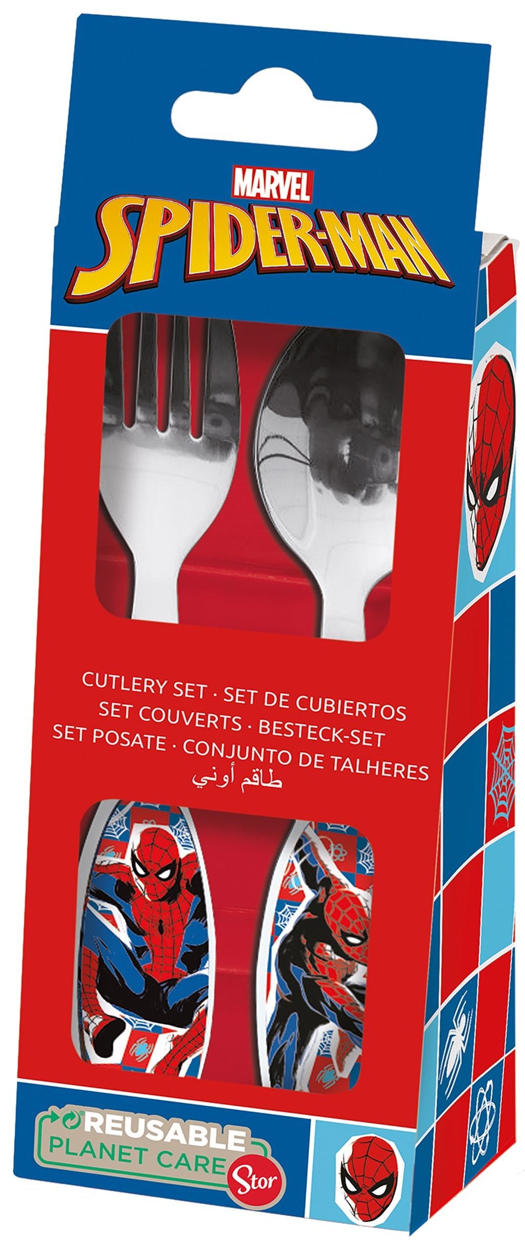 STOR Set Posate in metallo per bambini Marvel Spiderman, senza BPA, lavabili