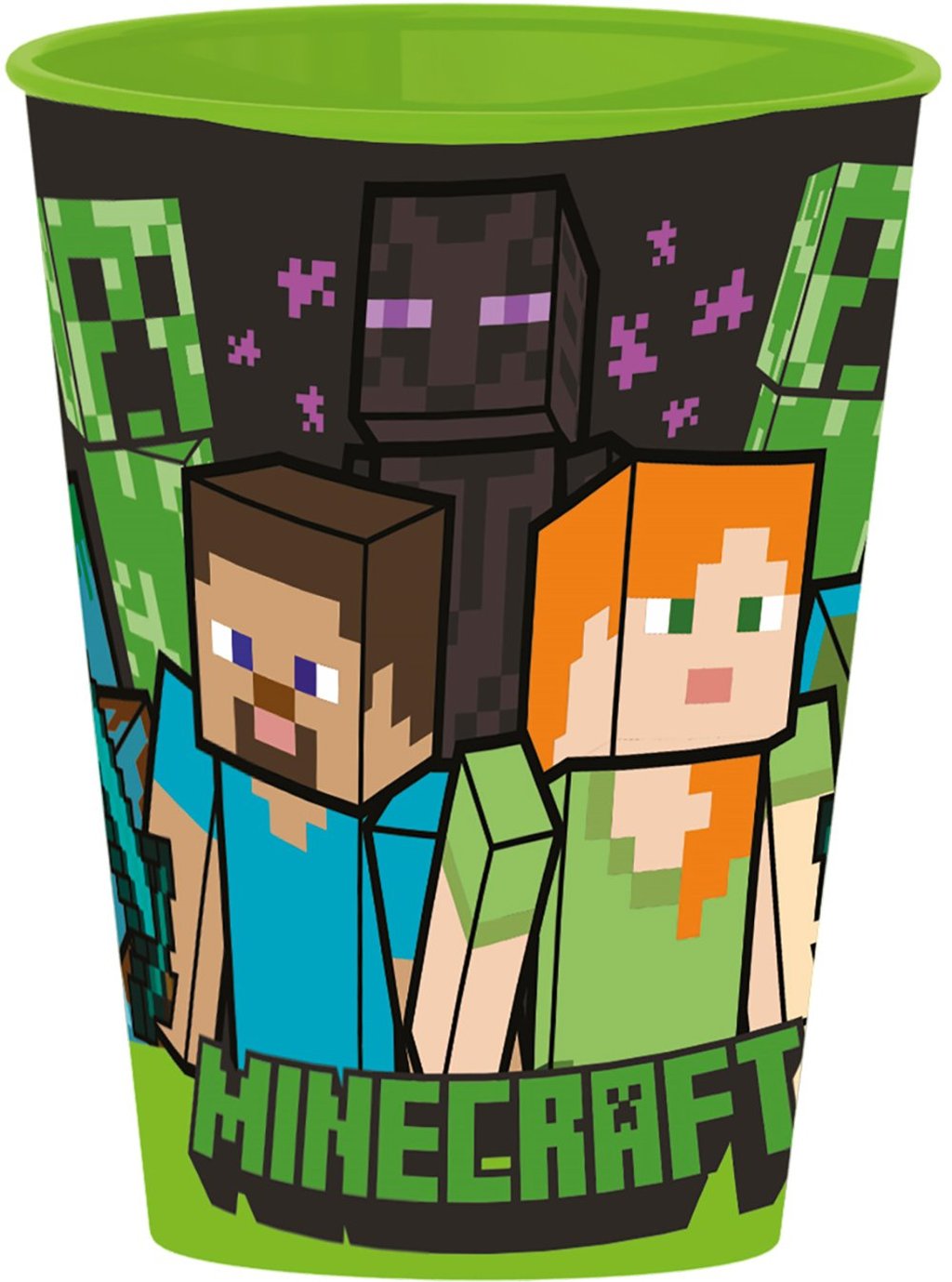 STOR Bicchiere in plastica per Bambini con grafica di Minecraft da 260 ml