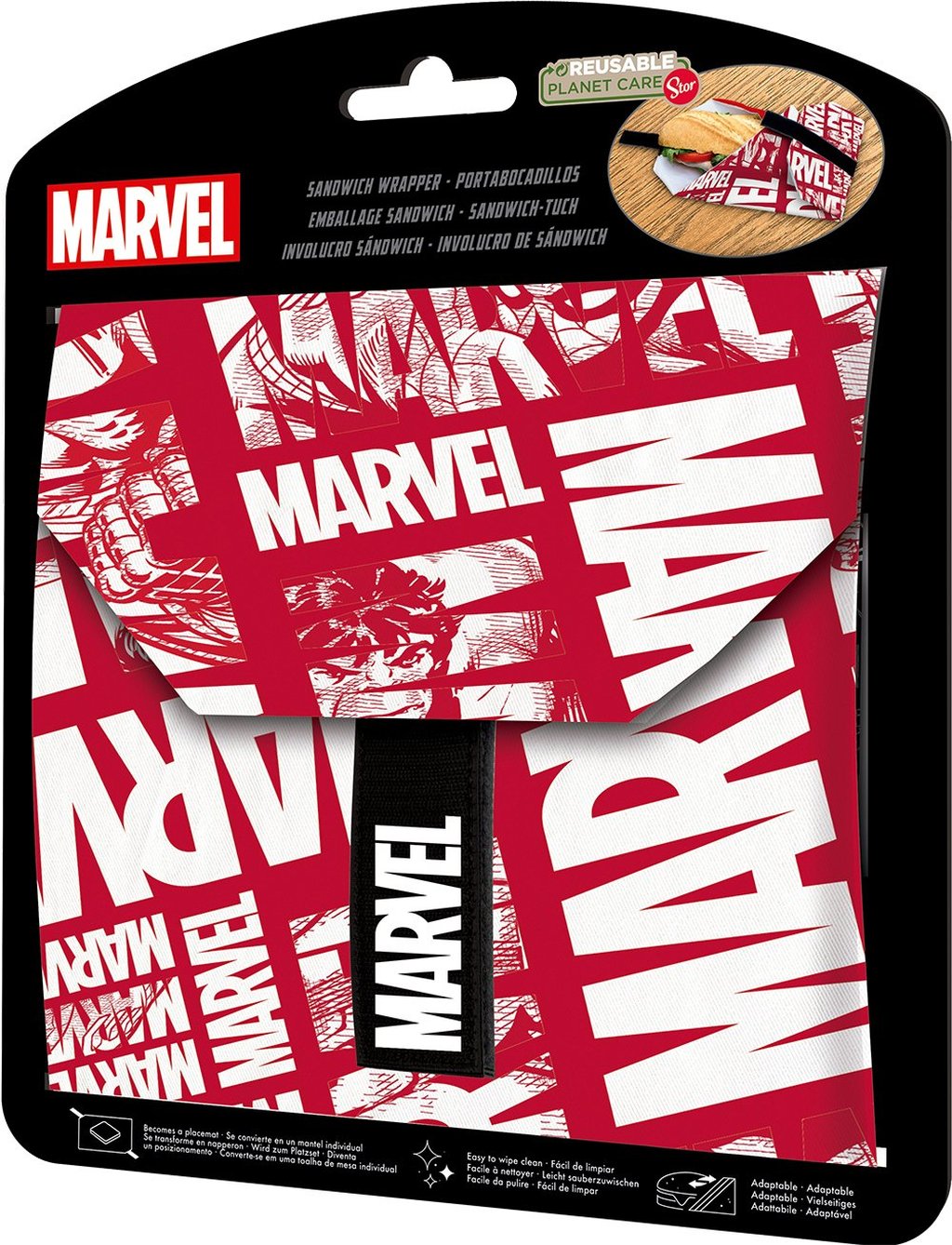STOR Porta merenda bambini Marvel, senza BPA, riutilizzabile, lavabile