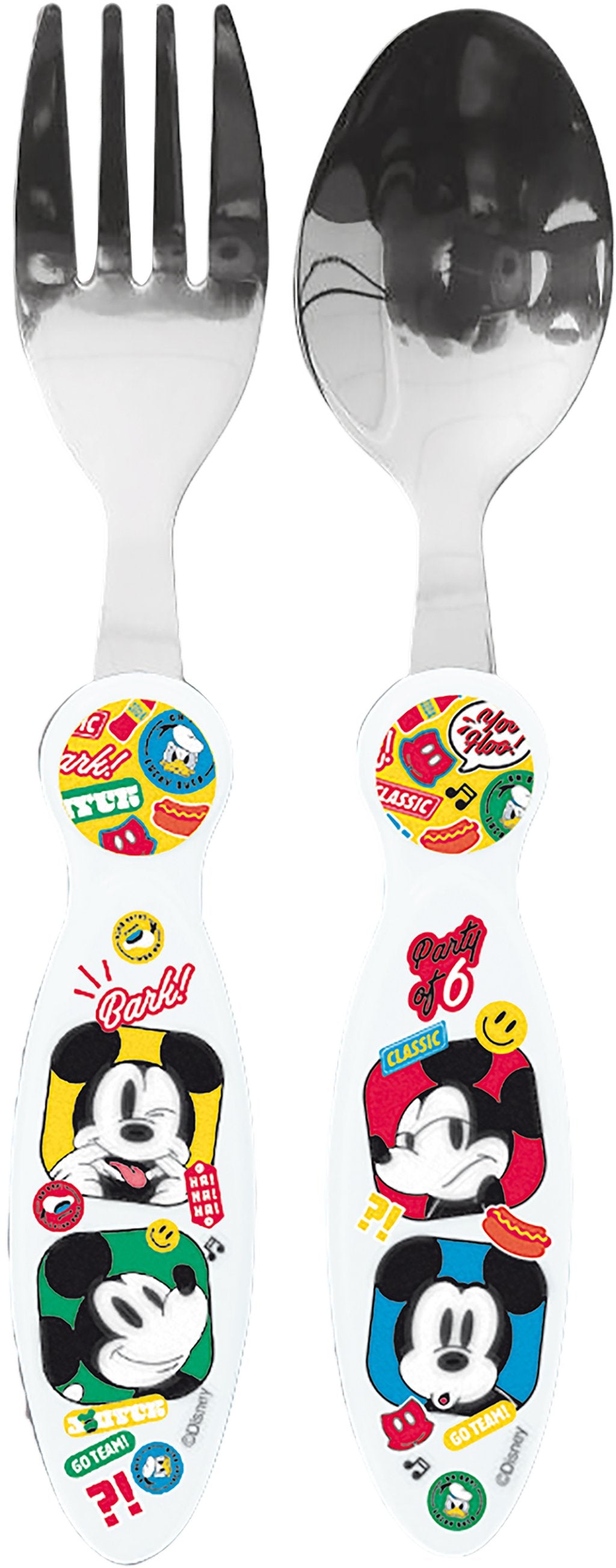 STOR Set 2 Posate Bambini Disney Mickey Mouse in metallo, senza BPA, lavabili