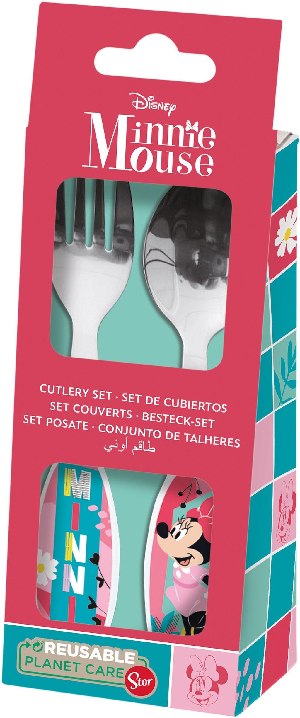 STOR Set 2 Posate in metallo per Bambini Disney Minnie, senza BPA, lavabili