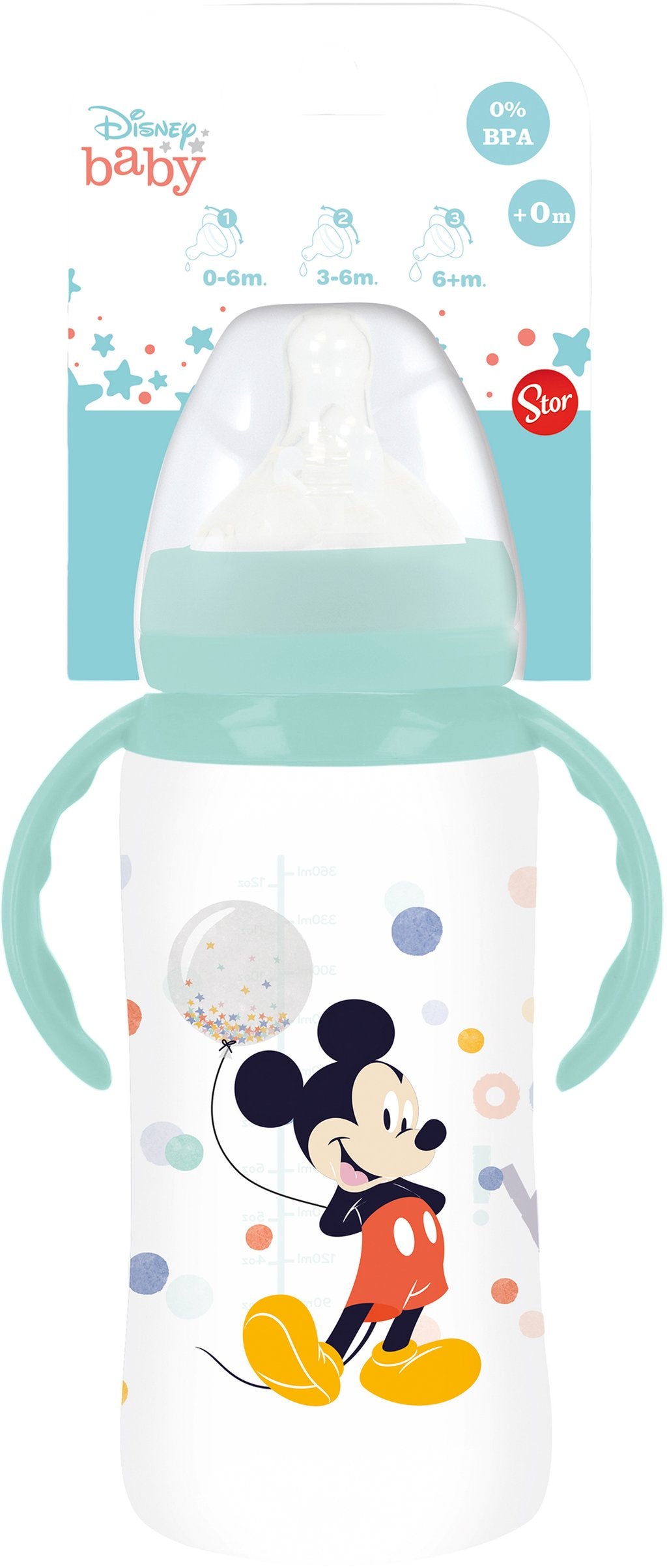 TATAWAY Biberon Bambini Disney Mickey Mouse da 360 ml, in plastica senza BPA