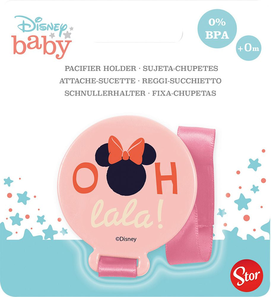 Porta ciuccio Disney Minnie per bambini piccoli in plastica alimentare.