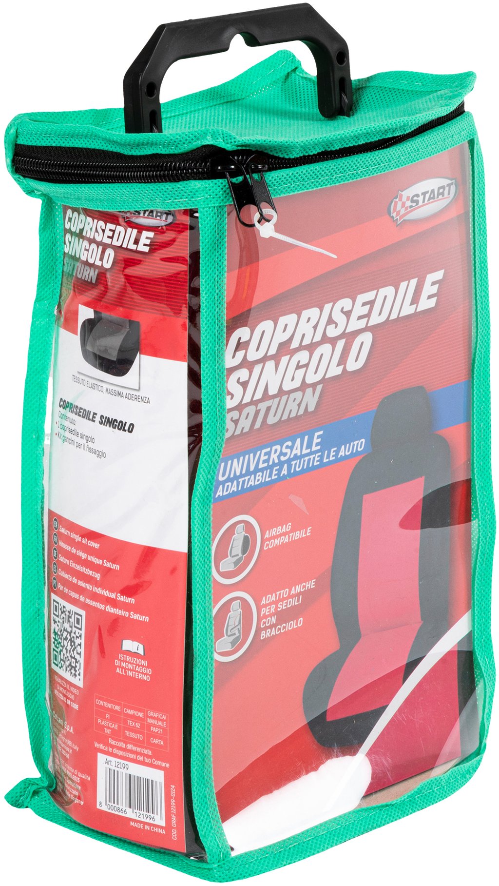START Coprisedile singolo anteriore Saturn Nero/Rosso Accessorio Originale