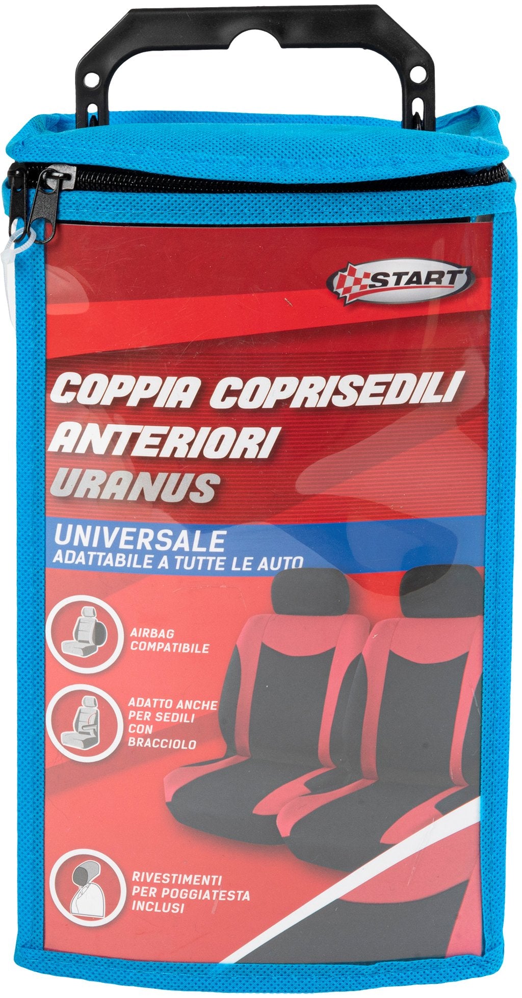 START Coppia Coprisedili Anteriori Uranus Nero/Rosso - Comfort e Stile per la
