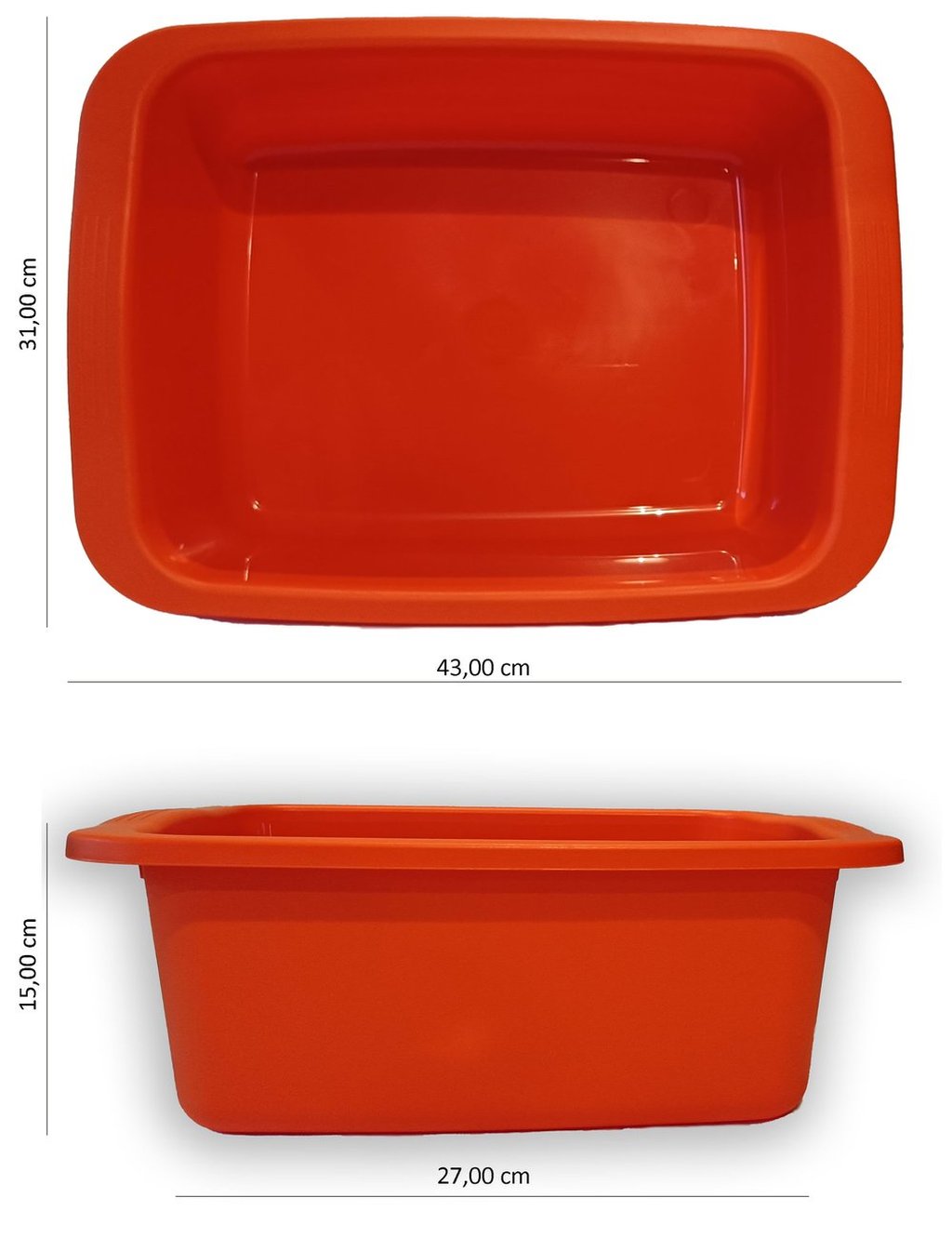 START Machiavelli catino rettangolare arancione. Bacinella in plastica
