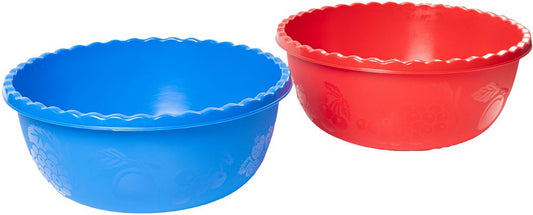 Kit 2 pezzi recipiente insalatiera multiuso rotonda rossa e blu. Ciotola con una capienza di 2.5 L