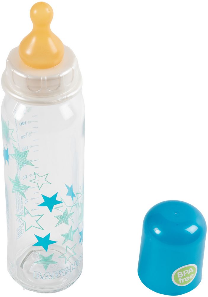 Biberon in vetro Poupy da 240 ML per neonati con tettarella in gomma naturale.