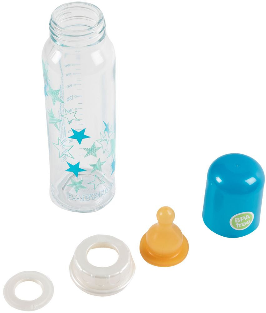 Biberon in vetro Poupy da 240 ML per neonati con tettarella in gomma naturale.