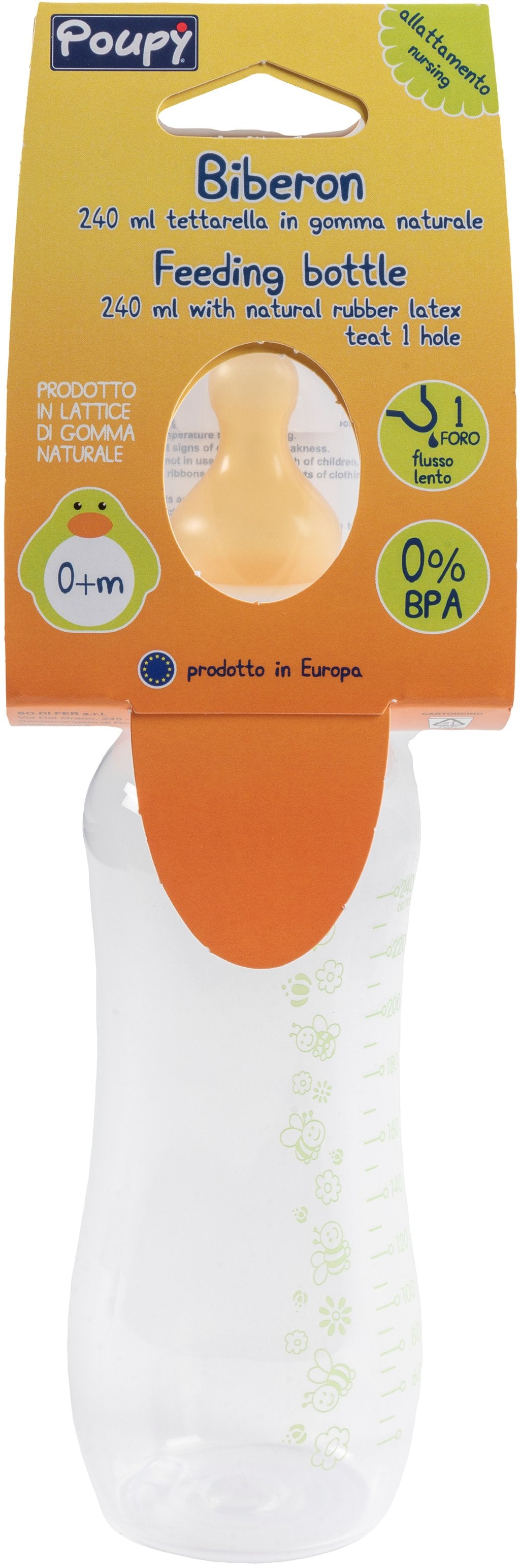 Biberon cilindrico per neonati Poupy da 240 ml