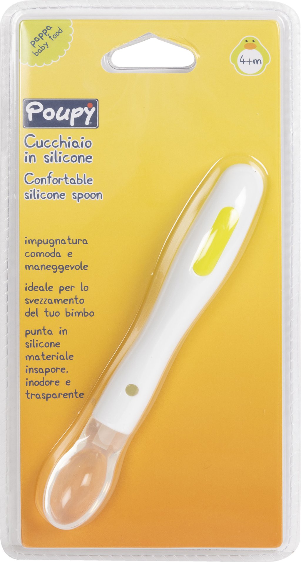 POUPY Cucchiaio prima pappa neonati in silicone, senza BPA, lavabile