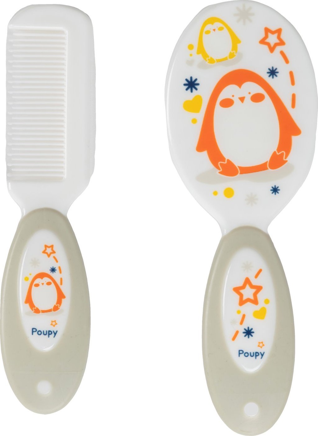 POUPY Spazzola e Pettine Nylon, Set Delicato con Setole Morbide e Punte