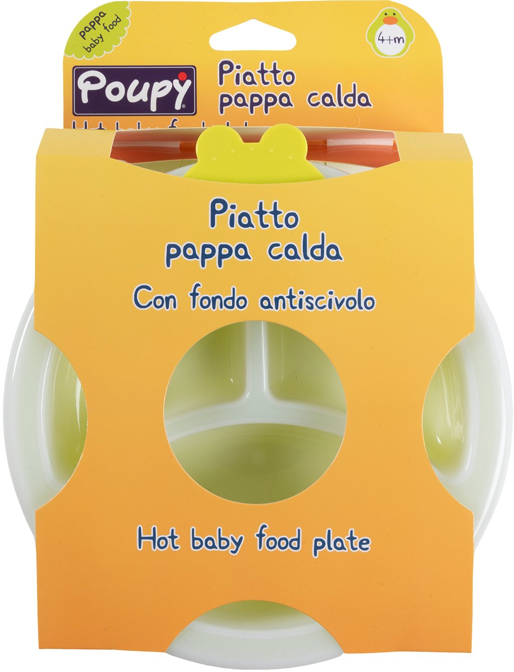 POUPY Piatto Pappa Calda per bambini con fondo antiscivolo ideale per il